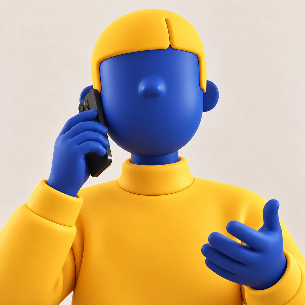 Illustration of a figure taking a phone call